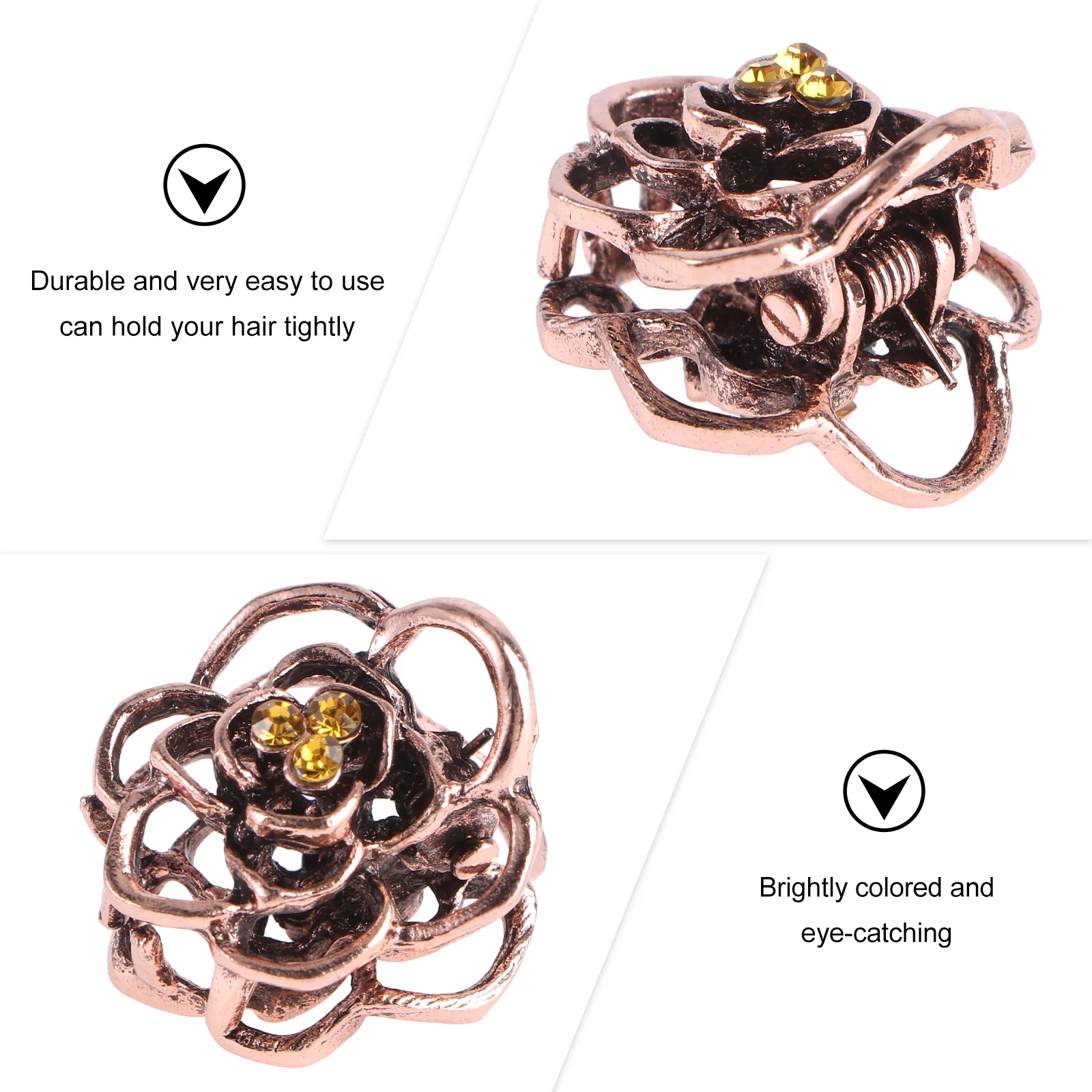 

12pcs Retro Rose Claw Clips Durable Alloy Accessories for Women Girls Thin Hair Grab Office Home Use Hair Tools