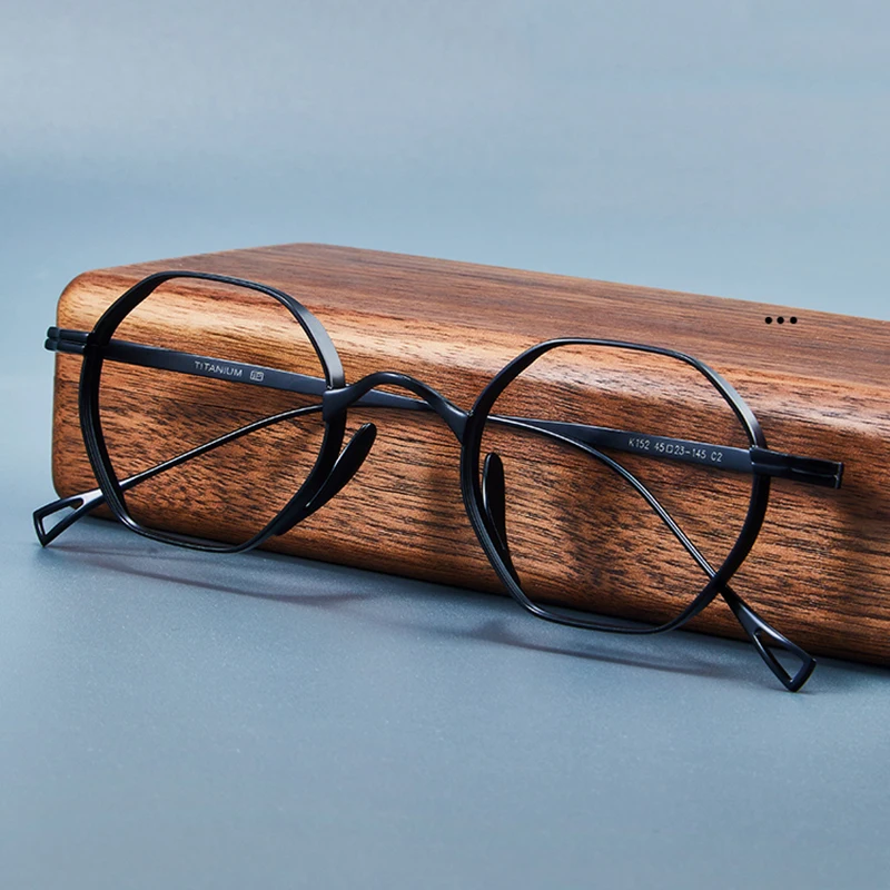 シルエット製 メガネ ブラウン フレーム Japanese Titanium Hexagon Glasses Frame Unisex Retro