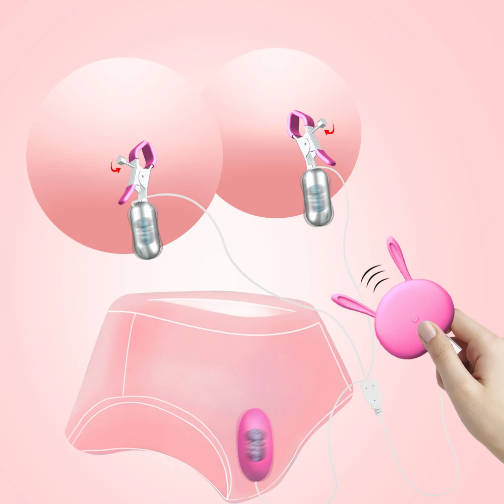 2 in 1 Nipple Clip Stimulator Vibrator Masturbation Tools for Women Couple Vibrator Sex Machine Adult Erotica Product Sex Toy