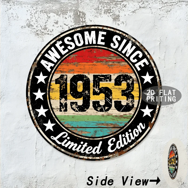 Round Vintage Birth Year Metal Tin Sign Retro Wall Decor For Garage Bar Man Cave Home Decoration
