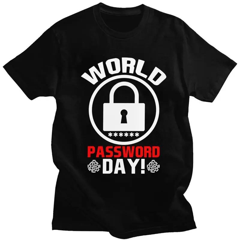 Custom Lock World Password Day Password Day Gift T Shirts for Men Pure Cotton Tees Tshirt Short-Sleeve Casual T-shirt Clothing