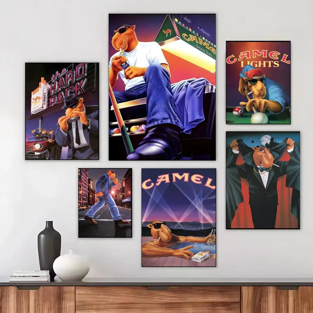 Brand C-Camel Joe Camel Vintage Poster HD Waterproof Self-Adhesive For Living Room Gift Bedroom Hallway Wall Decor