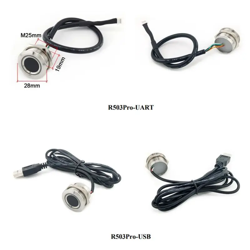 R503pro 1500 Capacity Round RGB LED Control DC3.3V Capacitive Fingerprint Module Sensor Scanner For Access Control,UART Durable