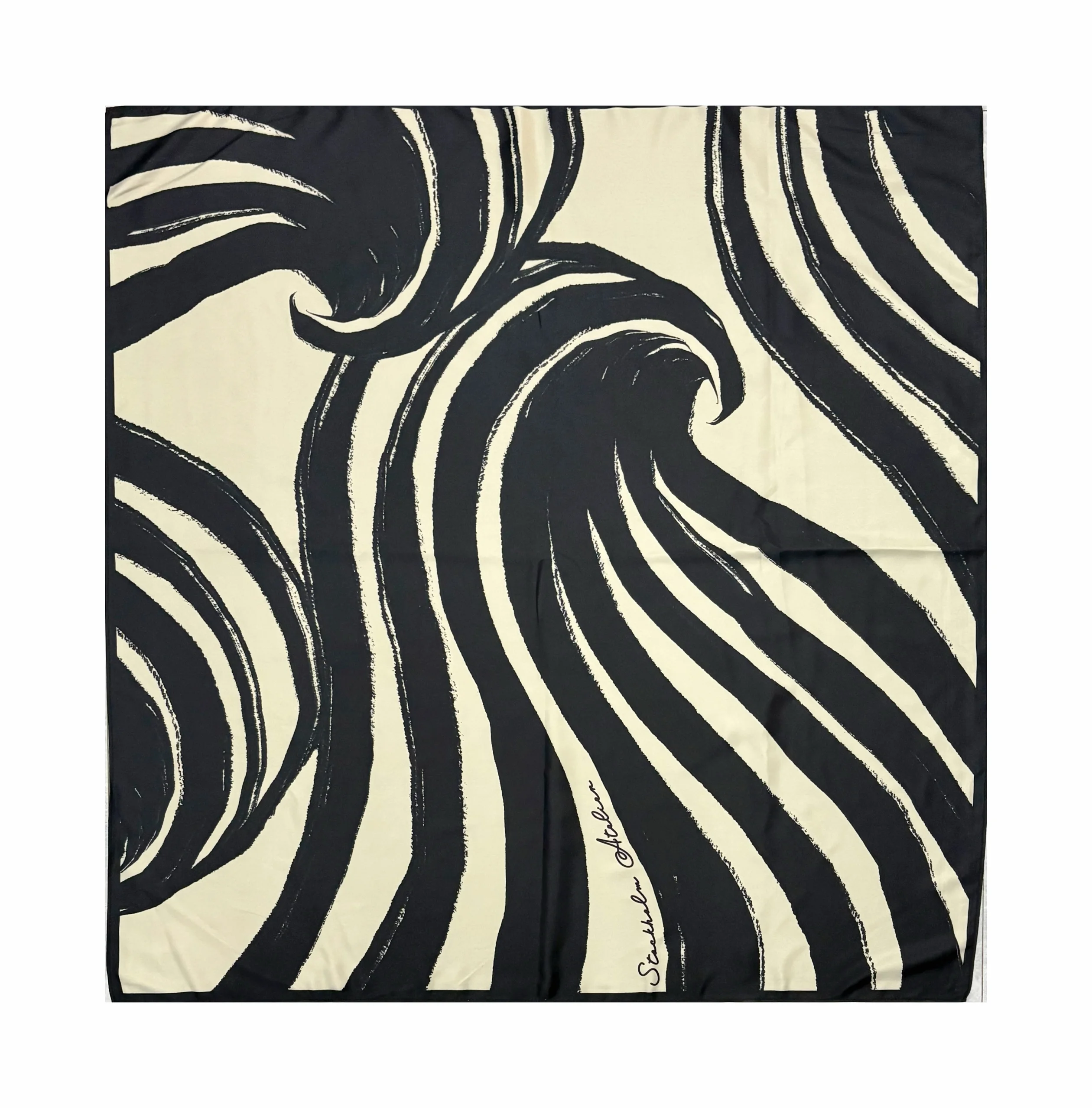 手作りシルクスカーフ-70-80cm-非対称プリント模造シルクスクエアスカーフ-多機能-多用途-若者向け-ユニセックス