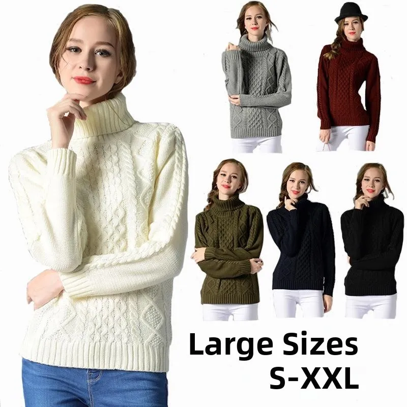 

Women's High Ne Knitted Sweater Long Sve Thiened Commute Sle Pure Color Splice Design Acrylic Women's Sweater