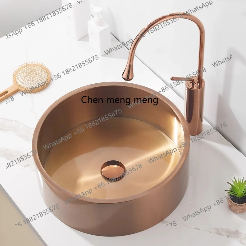 

Rose Gold Round 304 Stainless Steel Counter Basin Light Luxury Washbasin Bar B & B Washbasin