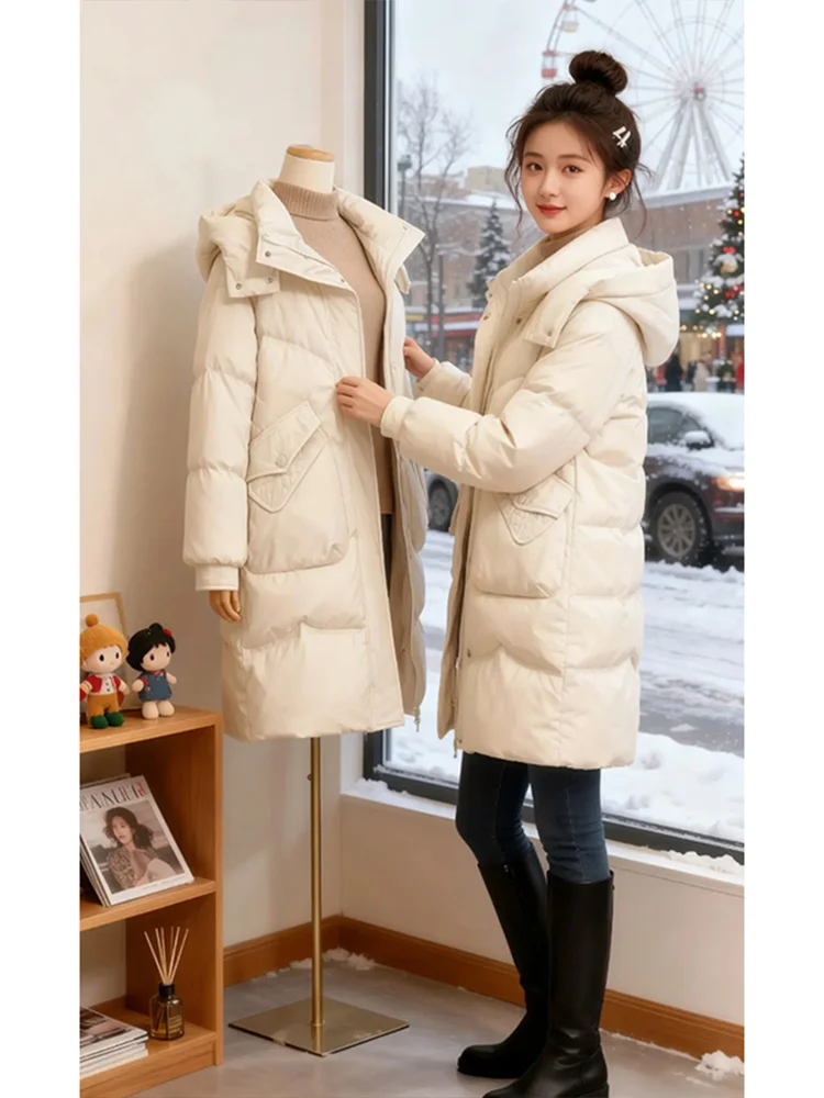 

Женская утепленная хлопковая куртка-пуховик 2026 года, новая зимняя модель средней длины, теплая повседневная модная верхняя одежда
