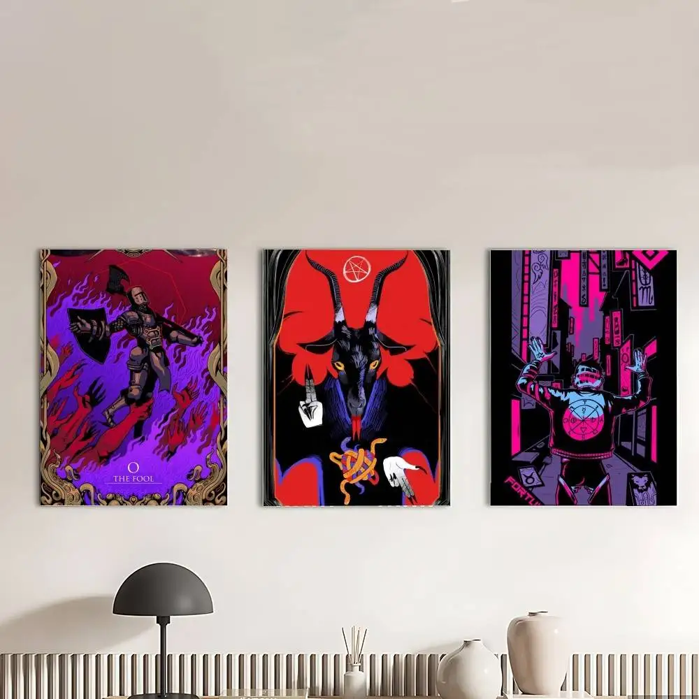 Cyberpunk Demon Tarot Card Poster Canvas Painting For Living Room Home Decor Poster Fans Gifts-unframed Poster Waterproof Wall A