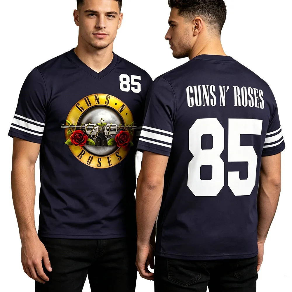 Men Clothing GUNSN ROSES Football Jersey Tee Rock Band Hip Hop Unisex Streetwear Fashion Design Graphic Print T-shirt Male Shirt
