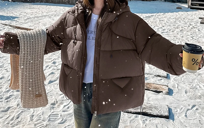 Down and Cotton Jacket for Women in Winter 2025, Thick Hooded Short Cotton Jacket, Bread Jacket, Small Jacket