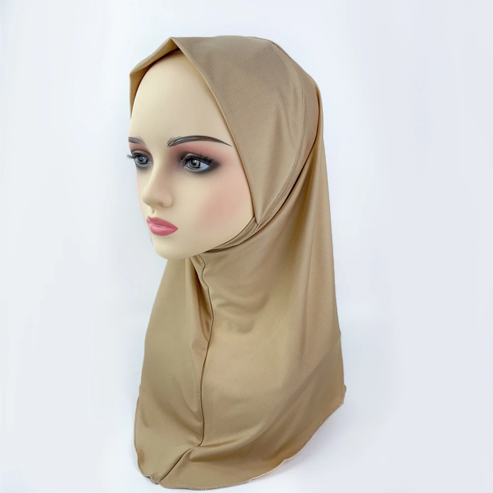 Muslim Hijab Milk Silk Convenient Pullover Hat Malay Pullover Hijab Multicolor Solid Color Close Copy Lace Ladies Ethnic Hat