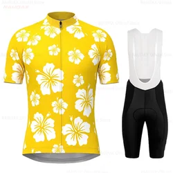 New Mens Cycling Clothing Flower Summer Bicycles Cycling Jersey Sets Mountain Bike Bib Shorts Motocross Triathlon Maillot Shirts