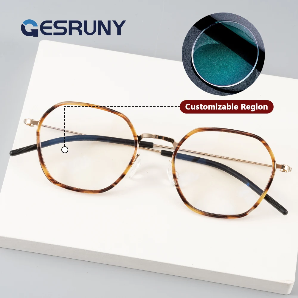

Gesruny Progressive Prescription Glasses Custom Myopia Optical Lenses Eyeglasses Anti Blue Light For Women Men Reading Eyewear
