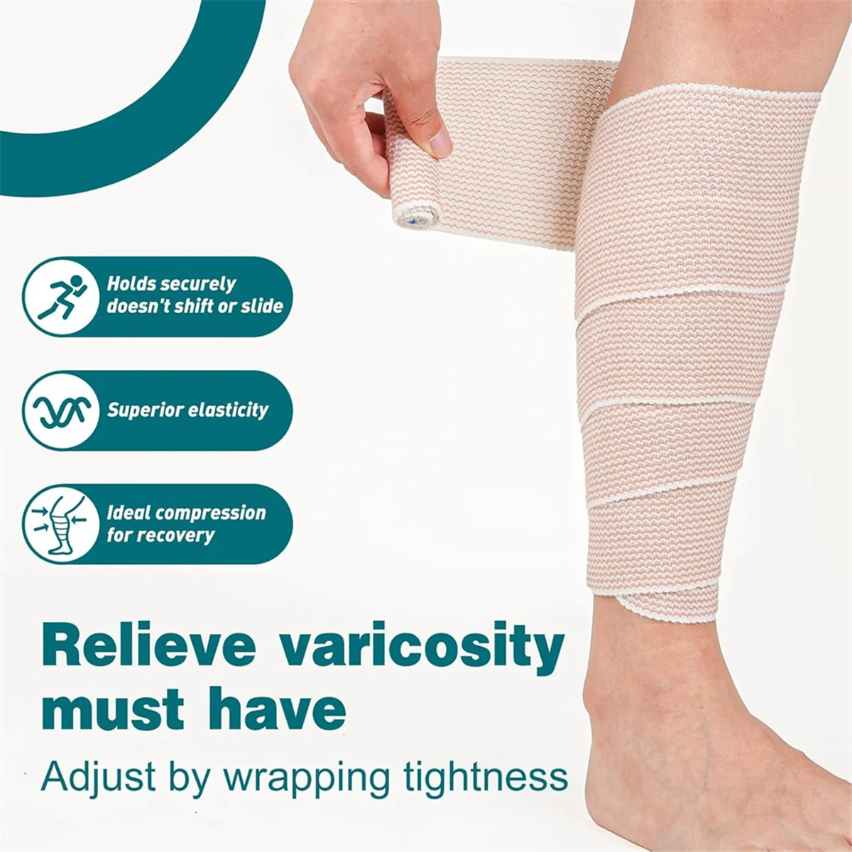 ABJZ 10 Pack Elastic Bandage Wrap 4 Inch, Compression Wrap Bandage for Legs, Lymphedema Wraps for Legs, Ankle, Knee, Tummy