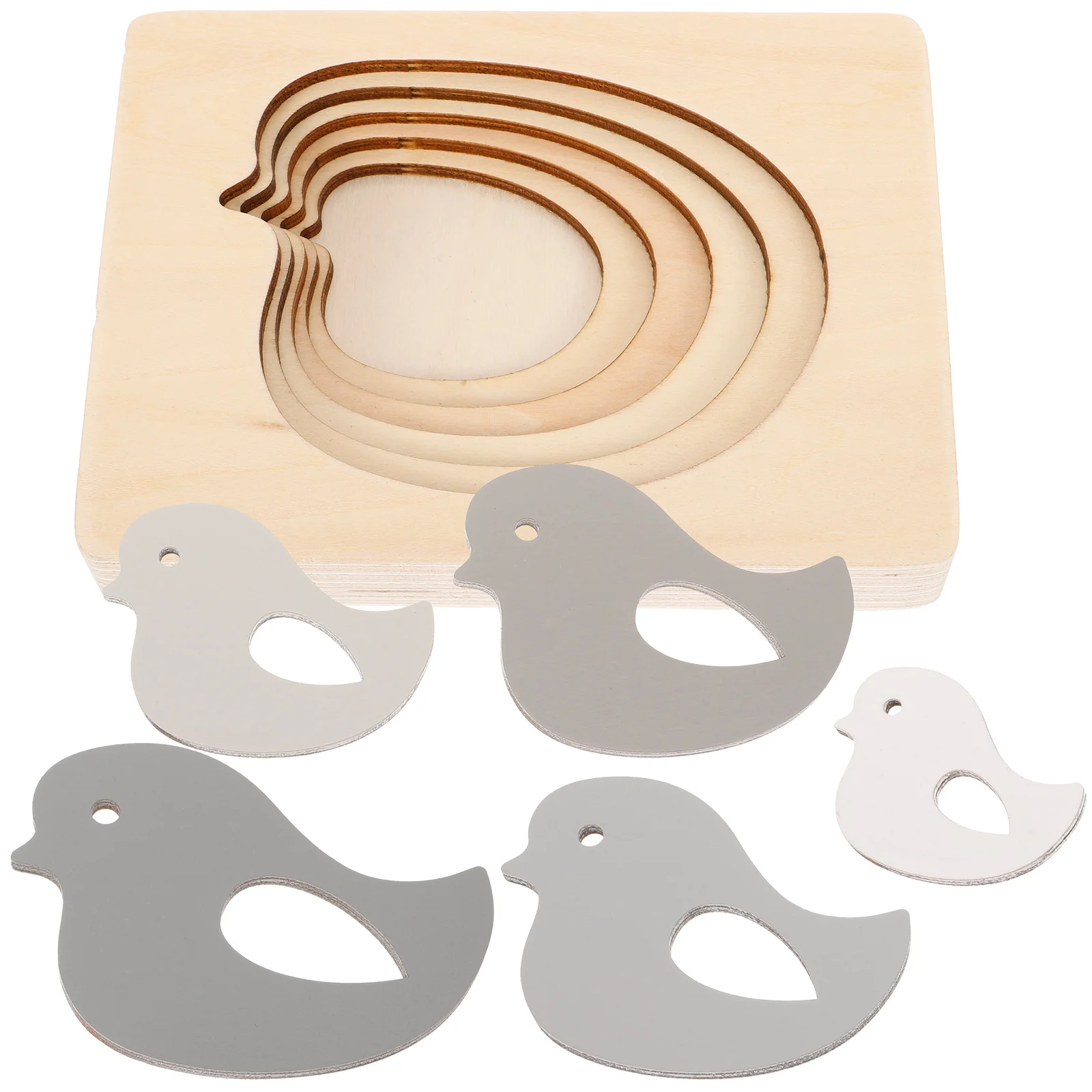 Wooden Multi-layered Animal Puzzles Cartoon 3D Panel Jigsaw Early Educational Toys for Kids Children (Grey Gradient Bird)