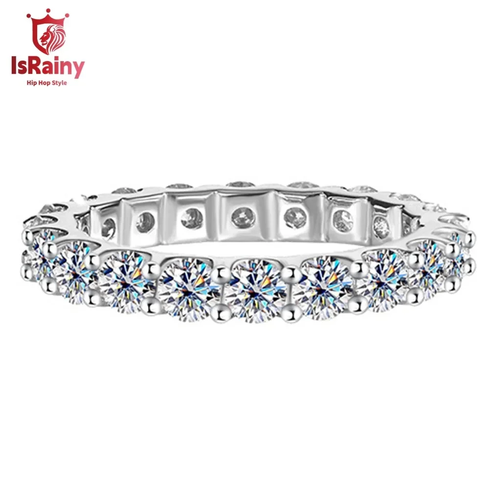 

IsRainy D Цвет 3 мм Круглая огранка Все кольца с бриллиантами из муассанита для женщин Годовщина свадьбы Стерлинговое серебро 925 пробы Изящные ювелирные изделия Подарок