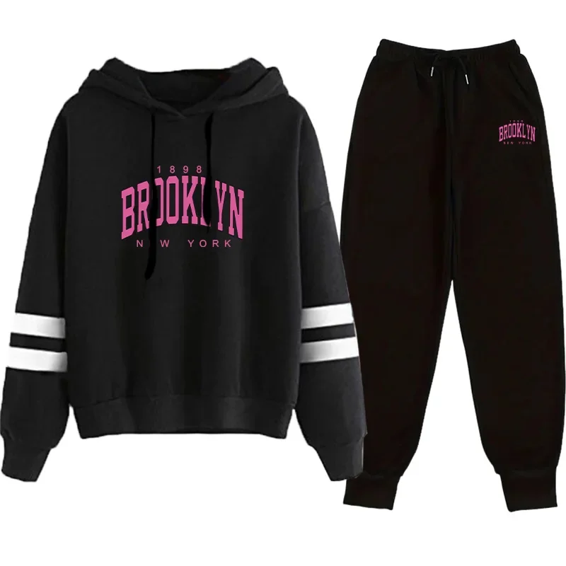 Quality Striped Print 2026 Spring Hot Sales Women's Tracksuit Hoodies Comfort Casual Daily Outdoor Jogging Fashion Two-piece Set