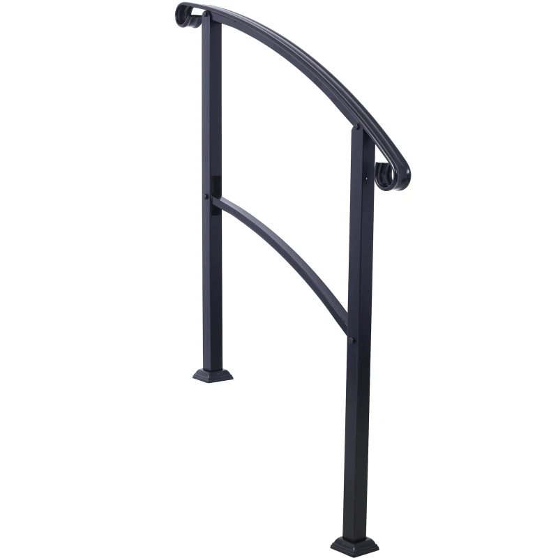 Handrails for Outdoor Steps, Fit 1 or 3 Steps Outdoor Stair Railing, White Wrought Iron Handrail, Flexible Front Porch Hand Rail, Transitional Handrails for Concrete Steps or Wooden Stairs - view 4