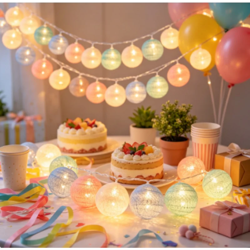 20 LED Cotton Ball Lights, Decorative Christmas Fairy String Lights for Outdoor Home Wedding Party Decor