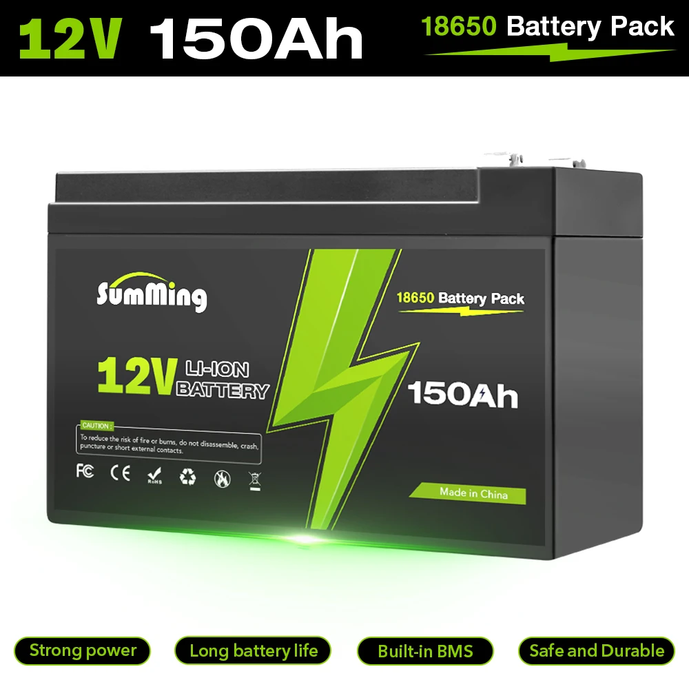 

12V 150Ah Lithium Battery with BMS,10 Year Lifespan,10000+ Cycles,for Marine,Ride on Toy,Trolling Motor Fish Finder,Power Wheels