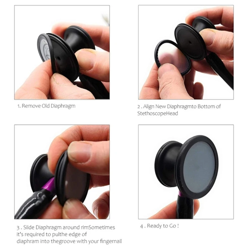   Flexible Silicone Stethoscope Diaphragm Set 2 Units Standard Fit For Adults And Children Noise Reduction