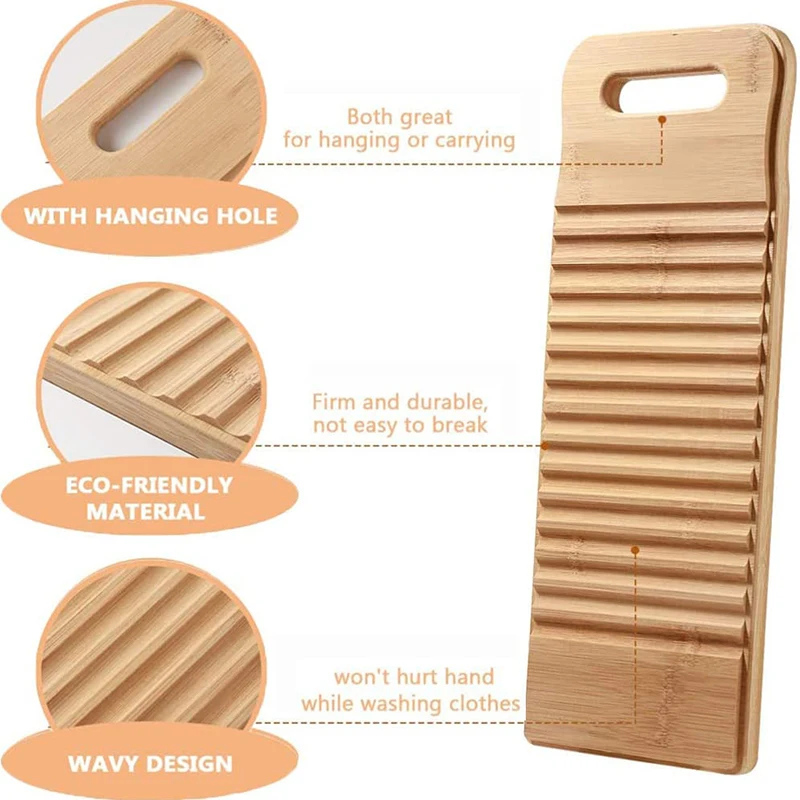 Wooden Washboard 1pc Washboard Manual Laundry Board Anti-slip Laundry Cleaning Board Suitable For Cleaning Children's Cloth