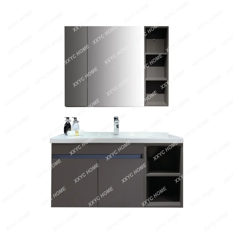 Bathroom Cabinet Multi-Layer Solid Wood Boards Combination Mirror Cabinet Home Bathroom Washbasin Wash Hands Table Cabinet