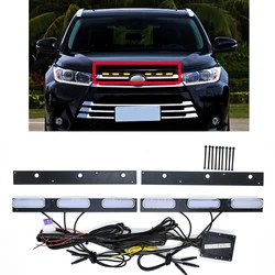 Front Bumper LED Grille Light Compatible With Toyota Highlander 2014-2019 DRL Driving Daylight With Amber Turn Signal Fog Lamp