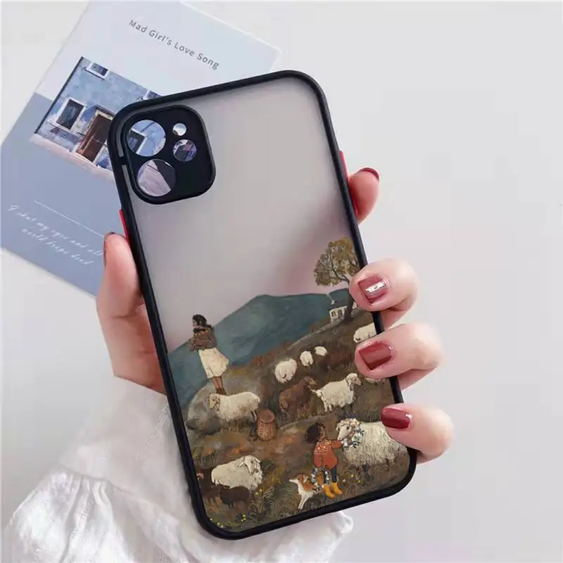 Cartoon Scenery hand painted Girl illustrations Phone Case matte transparent For iphone 14 11 12 13 plus mini x xs xr pro max