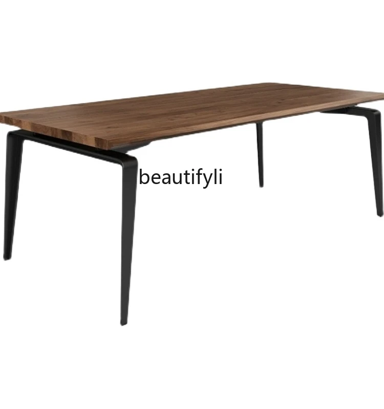 

North American Black Walnut Log Dining Table Designer Rectangular Workbench Desk Art Simple Solid Wood Long Table