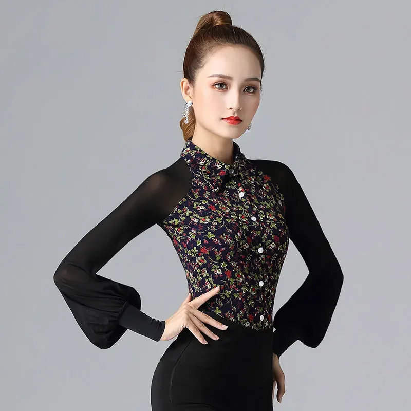 Latin Dance Kleidung Erwachsene New Latin Dance National Standard Praxis Langarm Latin Bodysuit