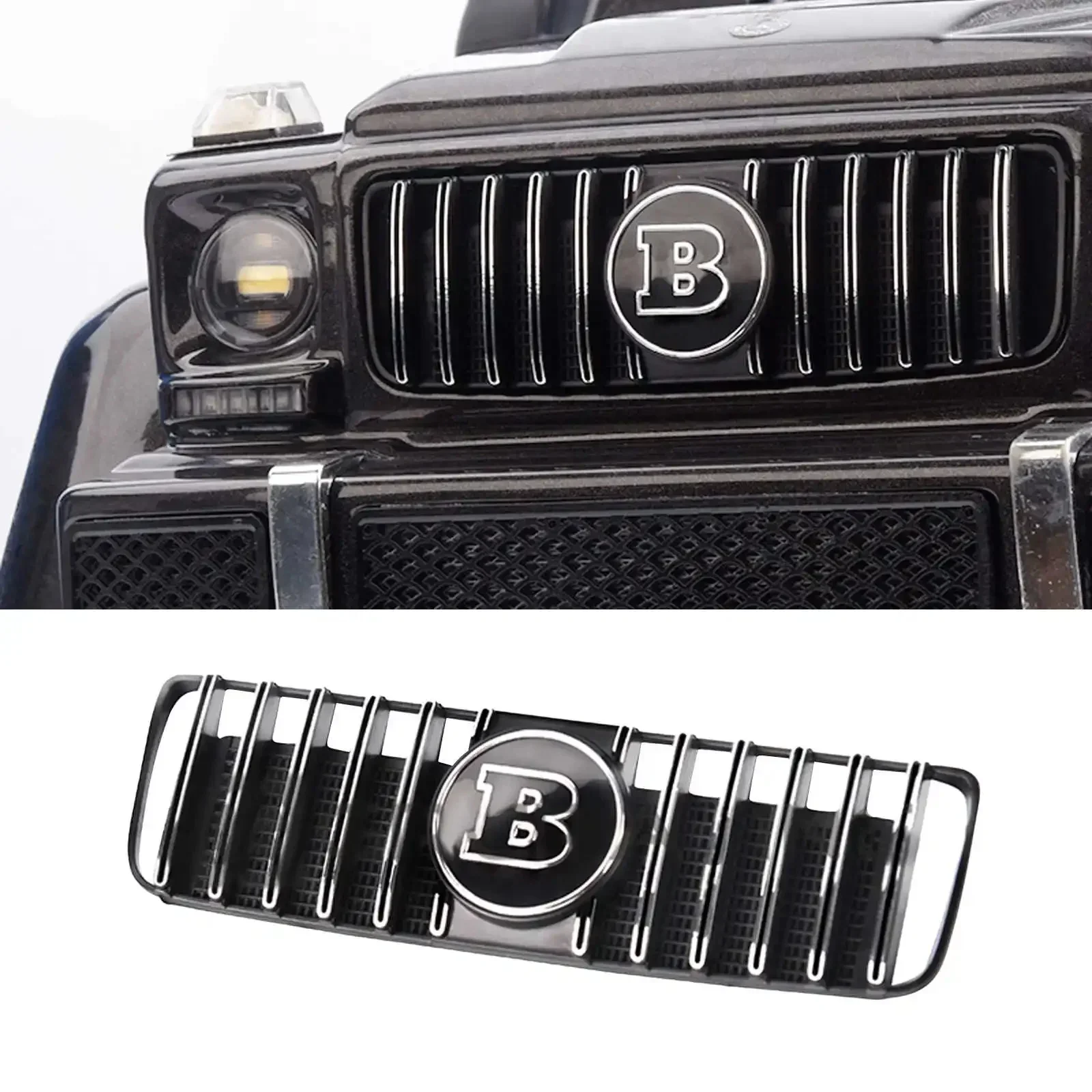 GRC Radiator Grille W/B Logo Silver Plating For TRX4 G500 TRX6 G63 Benz #G162BP