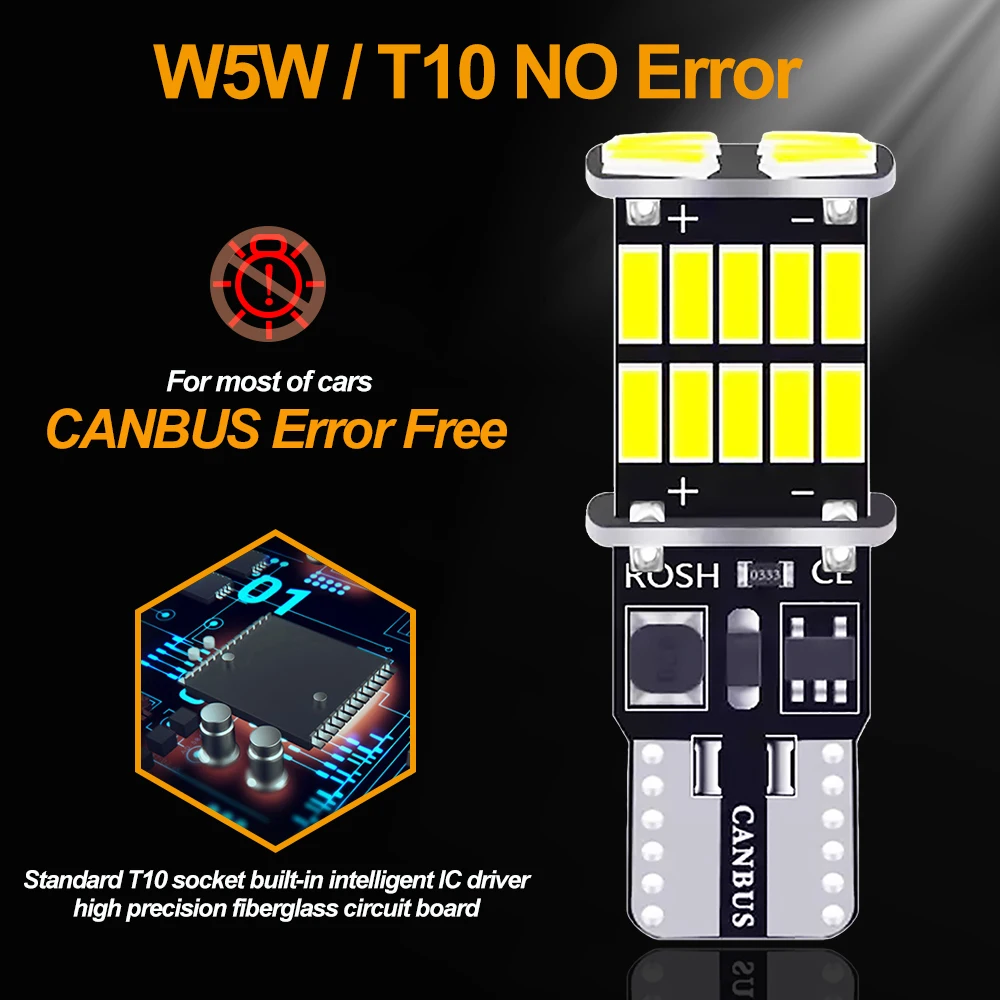 10pcs T10 Led Lights W5W 4014SMD Canbus No Error For BMW VW Audi Car Interior Accessories License Plates Dome Parking Lamp 12V