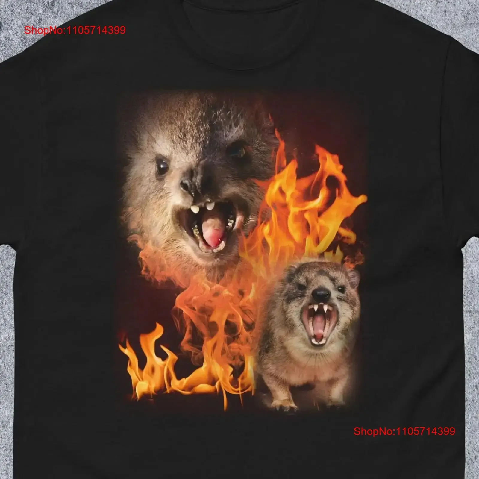 Funny Rock Hyrax Fire Meme T Shirt for Woman and Man Stupid s Cringe Ugly Unhinged Clothes Inappropriate vintage Washed