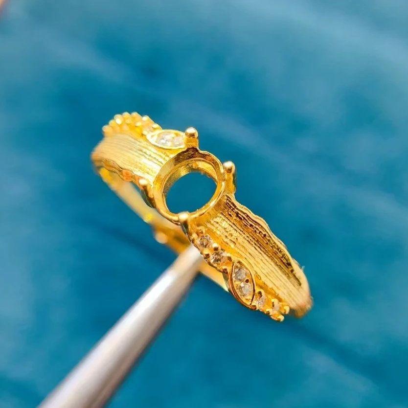 

18K Gold Plated 925 Silver Ring Setting 5mm*6mm Gemstone Ring Setting Sterling Silver Jewelry DIY Supplier