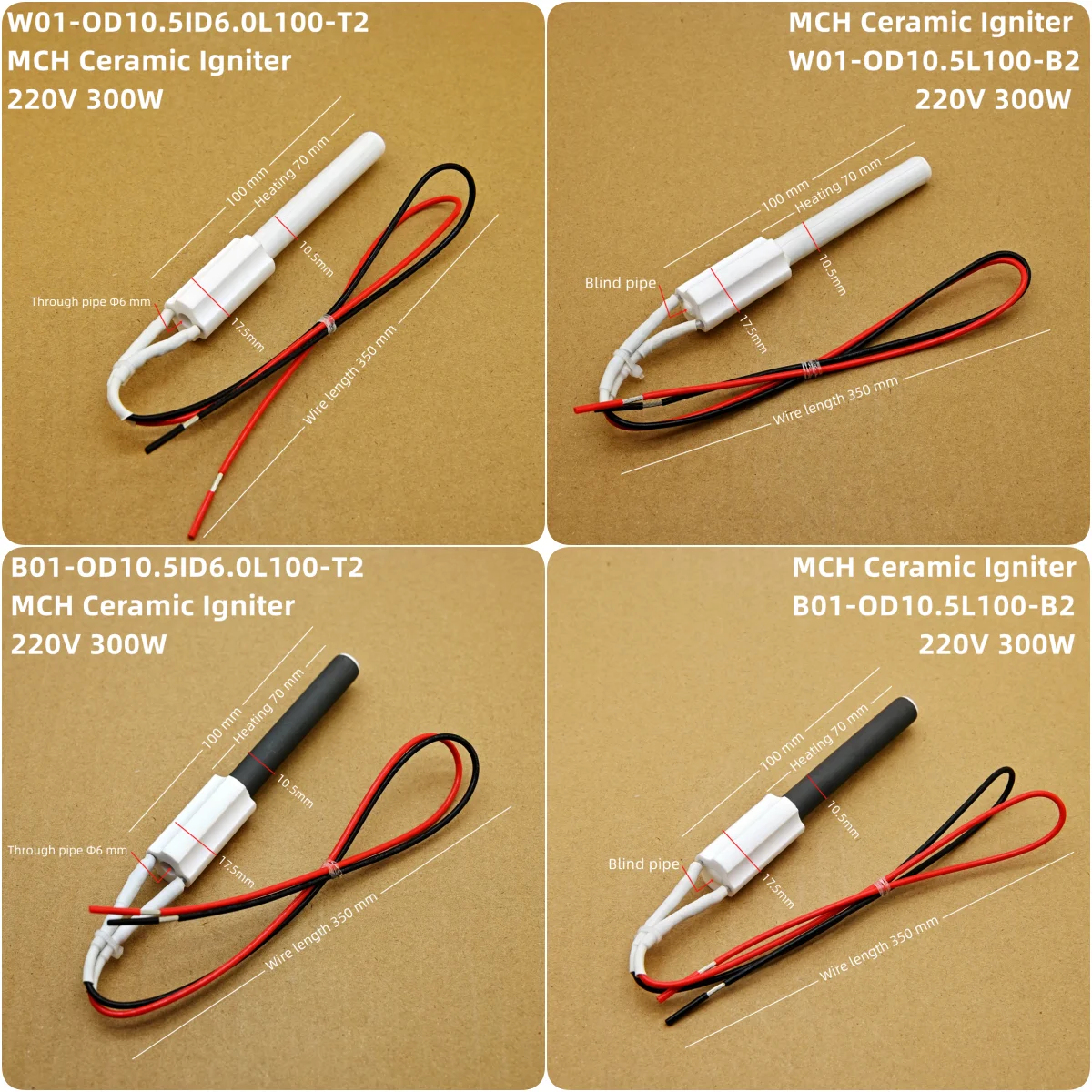 Electronic ceramic Igniter 230V300W wood chip particle oven ignition rod, biofuel heater kitchen accessories oven ignition rod