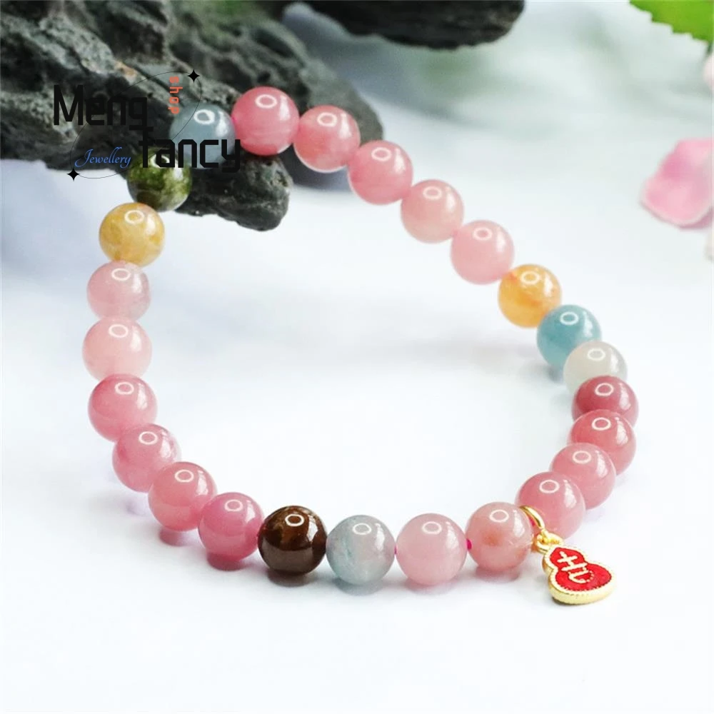 Natural Tourmaline Exquisite Elegant Simple High-grade Bracelet Sexy Young Girls Brazilian Old Mine Crystal Coloured Creasure