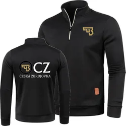 Heren Truien Winter Basis Gebreide Kleding Cz Ceska Zbrojovka Halve Zip Stand Kraag Pullover Tops Vuurwapens Coltrui Sweatshirts