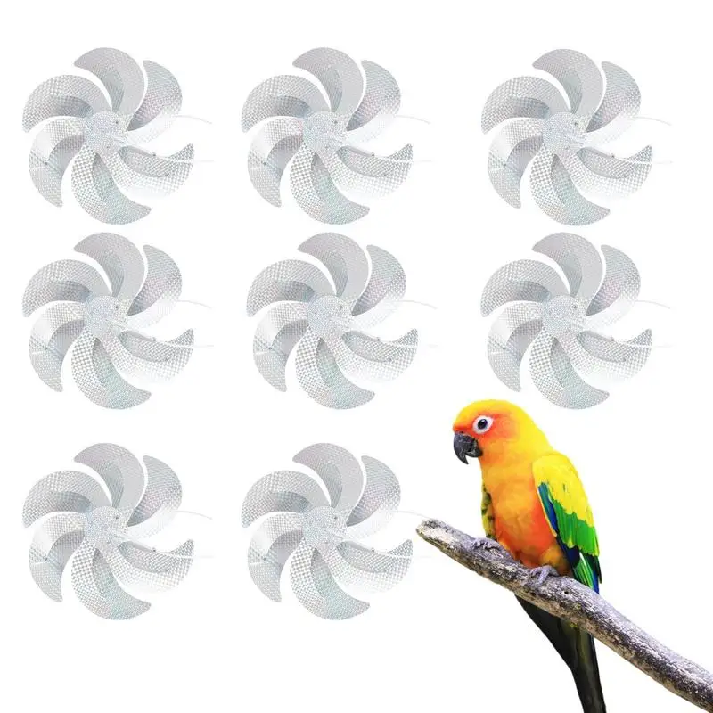 8pcs Bird Repellent Reflective Pinwheels 10m Scare Birds Repeller Wind Pinwheels Hanging Ornaments for Home Garden Decor