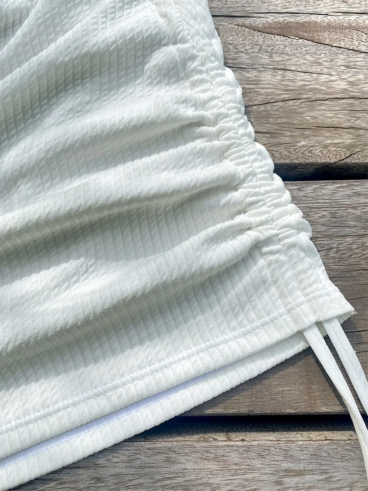 Three Piece Bikini Sets Women Swimsuit Sexy White Mujer Bikini Bandage Swimwear Women Thong Cover Up Swimsuits Beach Wear Dress