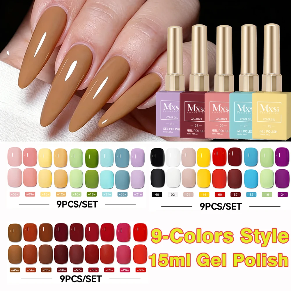 

9Pcs 15ml Macaron Gel Nail Polish Set Colors Red Soak Off UV LED Nail Gel Varnish Kit Non-toxic Long Lasting Manicure Varnish
