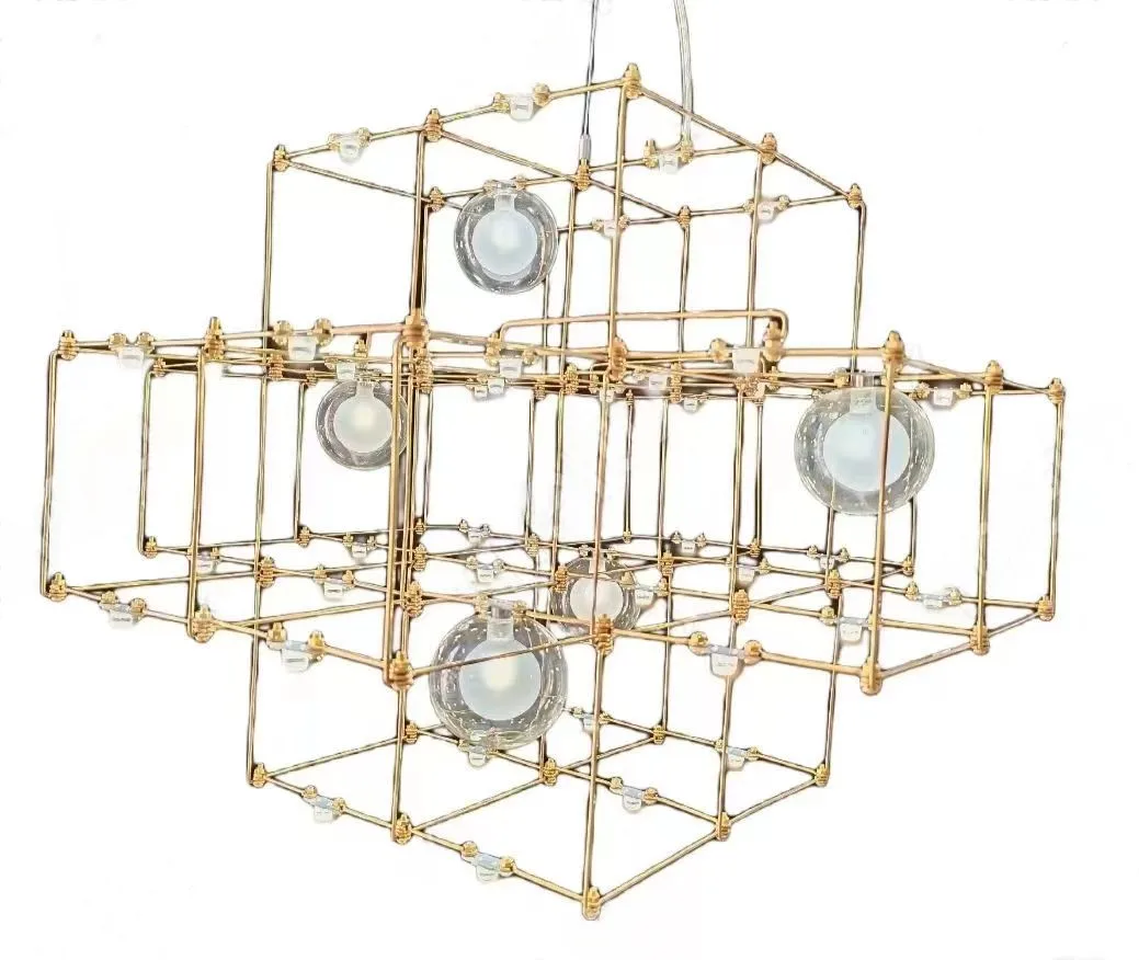 Light Cube Chandelier Villa Restaurant Living Room Light Dot Starlight Creative Personality Modern Simple Firefly Chandelier