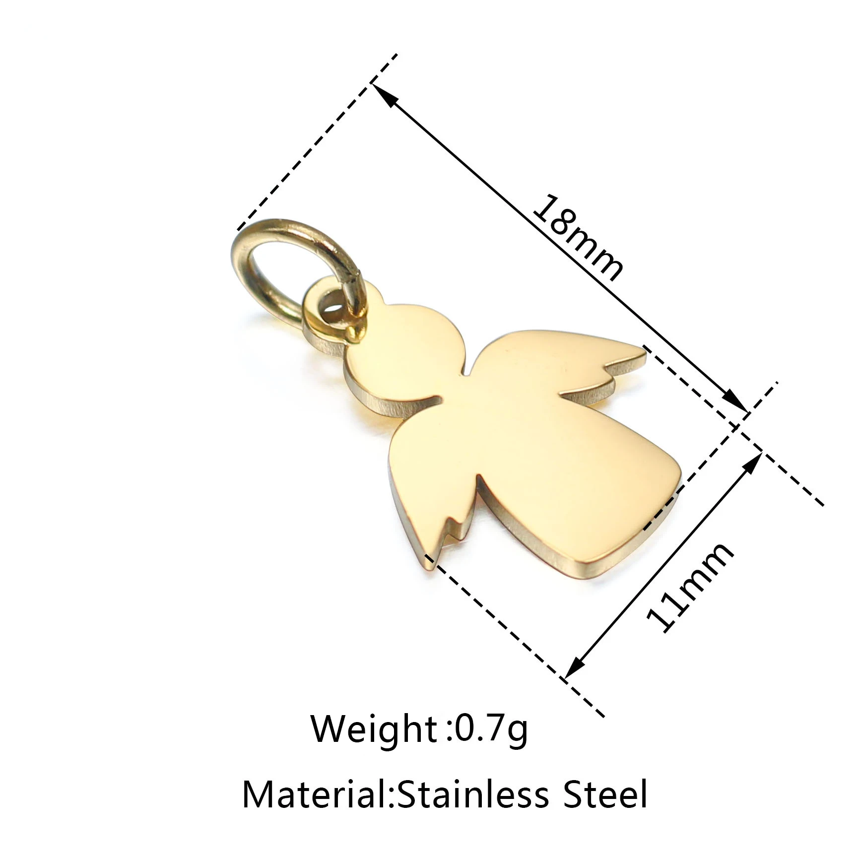5Pcs/Lot The Angel Pendants Sweet Style Stainless Steel Charms With Jump Rings for DIY Bracelet Necklace Crafts Jewelry Making
