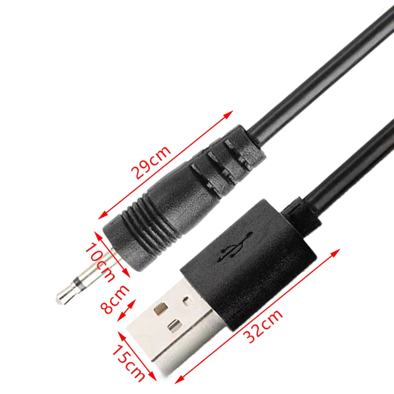 Cabo de carregamento USB para AUDIO DC, Cabo do carregador vibrador para massageador de varinha recarregável, preto 24AWG, 2,5mm