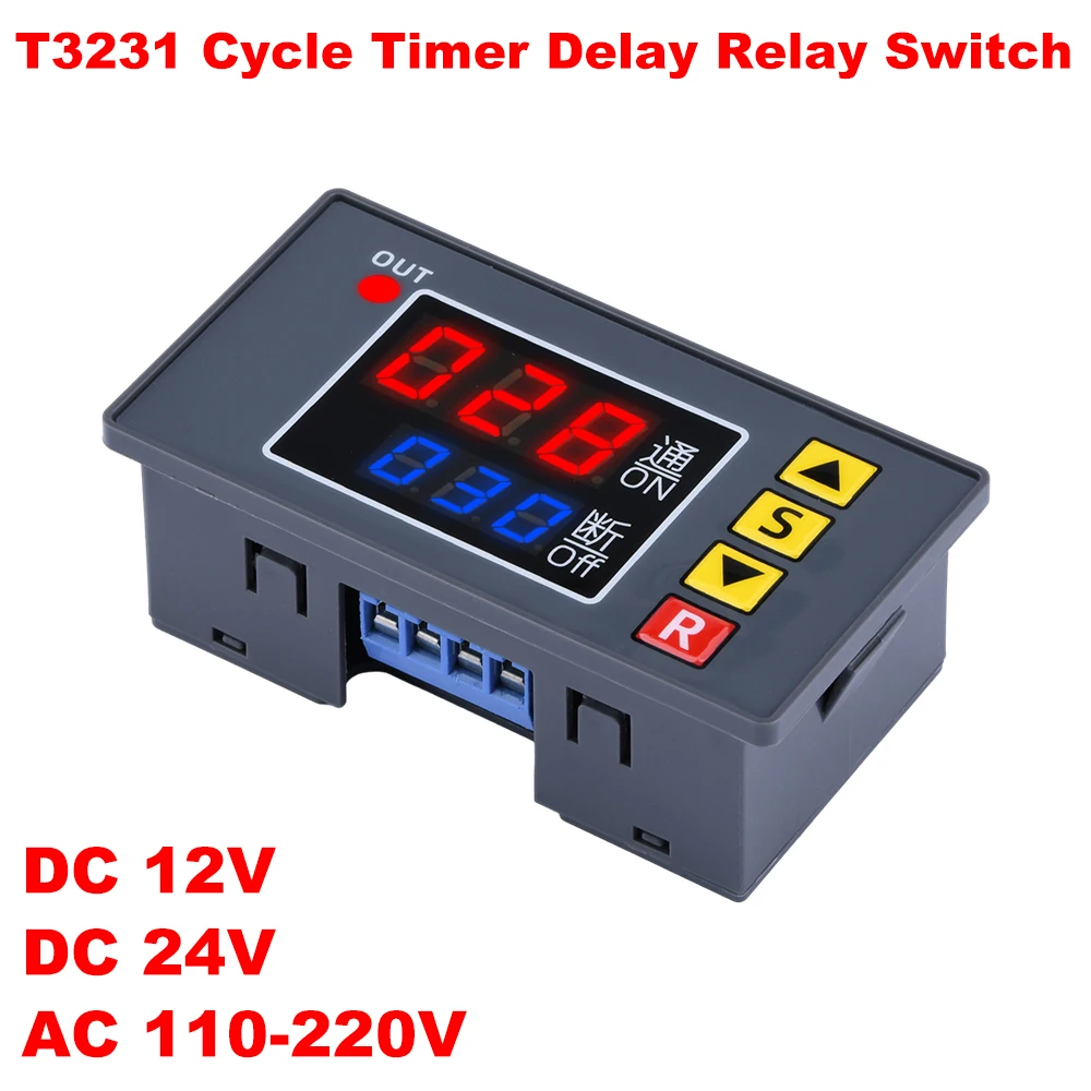 12V 24V 110V 220V Digital Time Delay Relay Module with LED Dual Display Timing Relay Switch Adjustable Power Supply Thermolator