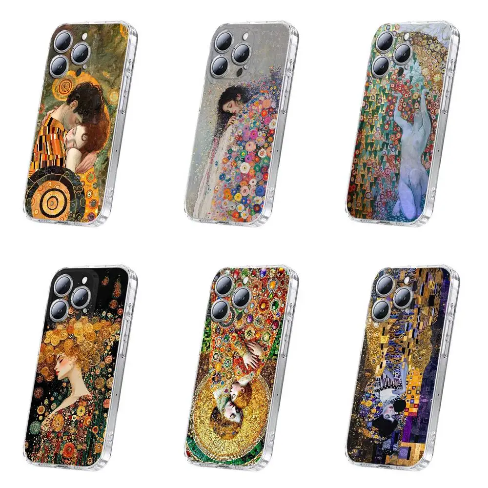 

G-Gustav Klimt ART Phone Case For iPhone 17,16,15,14,13,12,11,Plus,Pro,Max,Plus,E,Air,Mini Transparent