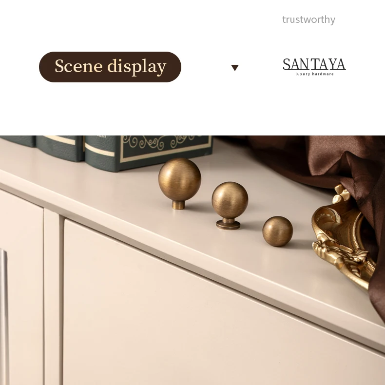 Round antique brushed brass cabinet knob — supplier illustration 8