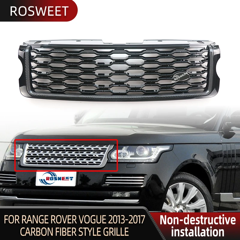 Front Bumper Grille Racing Grills For Land Rover Range Rover Vogue 2013-2017 Carbon Fiber Style Grille