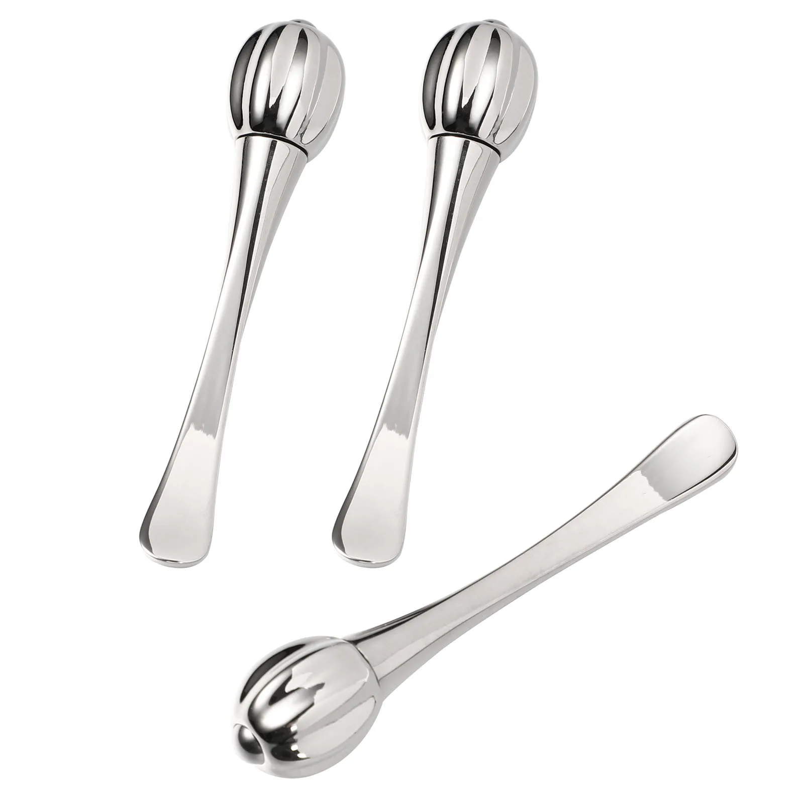 ช้อนครีมบำรุงรอบดวงตา 3 ชิ้น สแตนเลส สองด้าน ช้อนตักครีมบำรุงผิวแบบพกพา อุปกรณ์นวดรอบดวงตา ช้อนสำหรับมาส์กหน้า