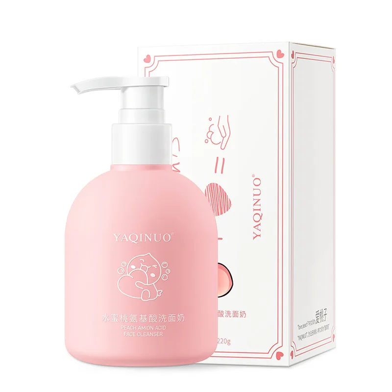 220ml Peach Amino Acid Facial Cleanser Deep Cleansing Gentle Hydration Shrinking Pore Cleanser Skin Care Products